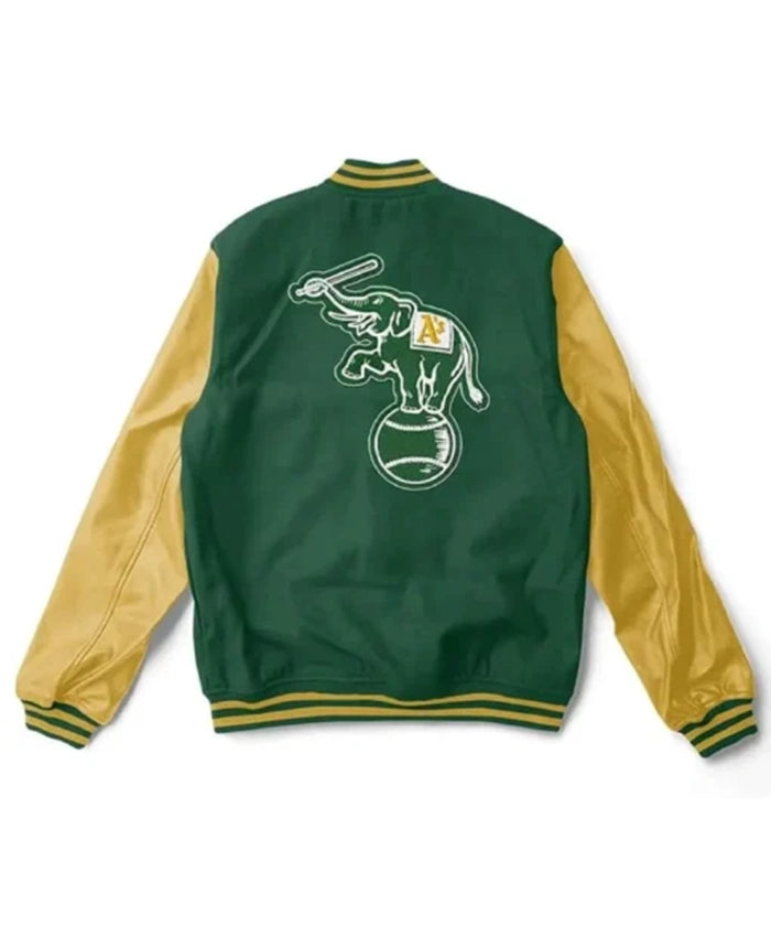 Oakland Athletics Elephant Yellow And Green Varsity Jacket