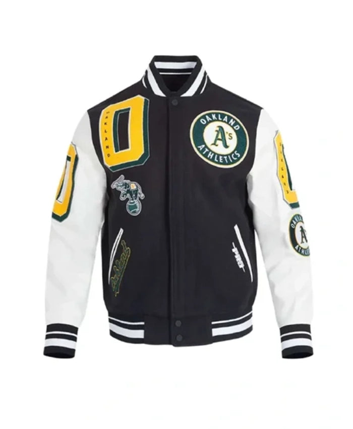 Oakland Athletics Mashup Black And White Varsity Jacket
