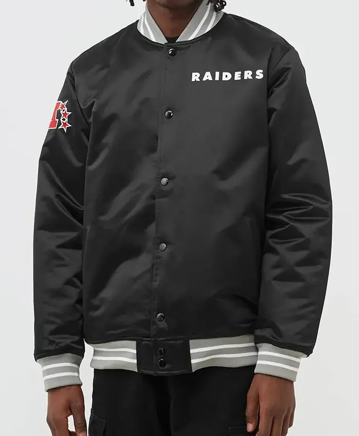 Oakland Raiders Black Heavyweight Varsity Jacket
