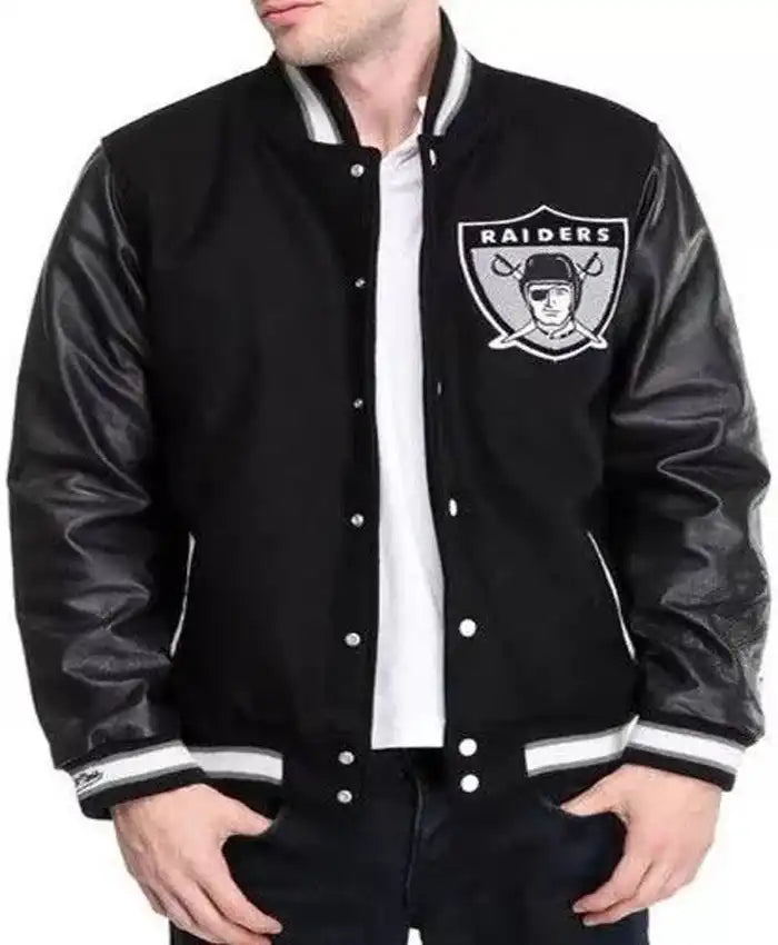 Oakland Raiders Heavyweight Black Varsity Jacket