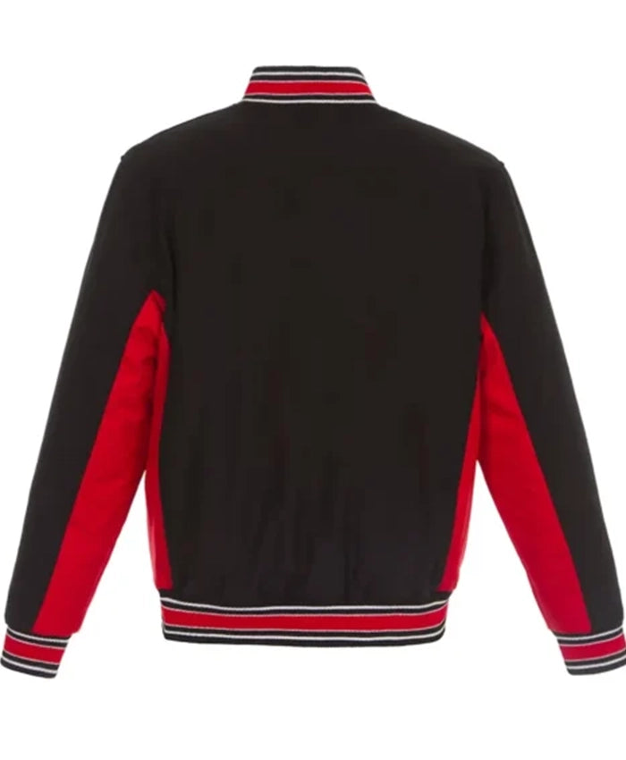 Ottawa Senators Accent Black And Red Poly-Twill Varsity Jacket