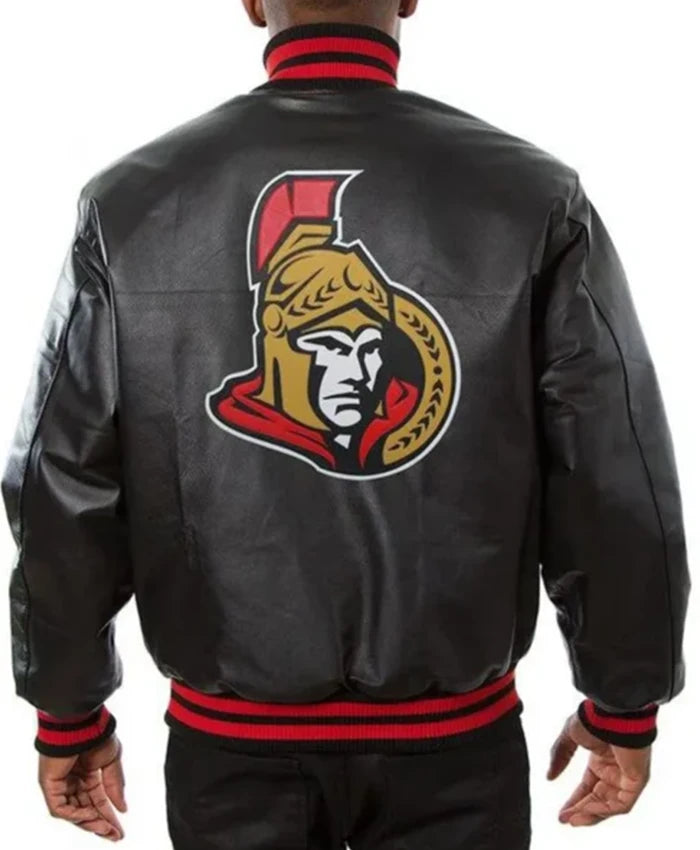 Ottawa Senators Black Leather Varsity Jacket