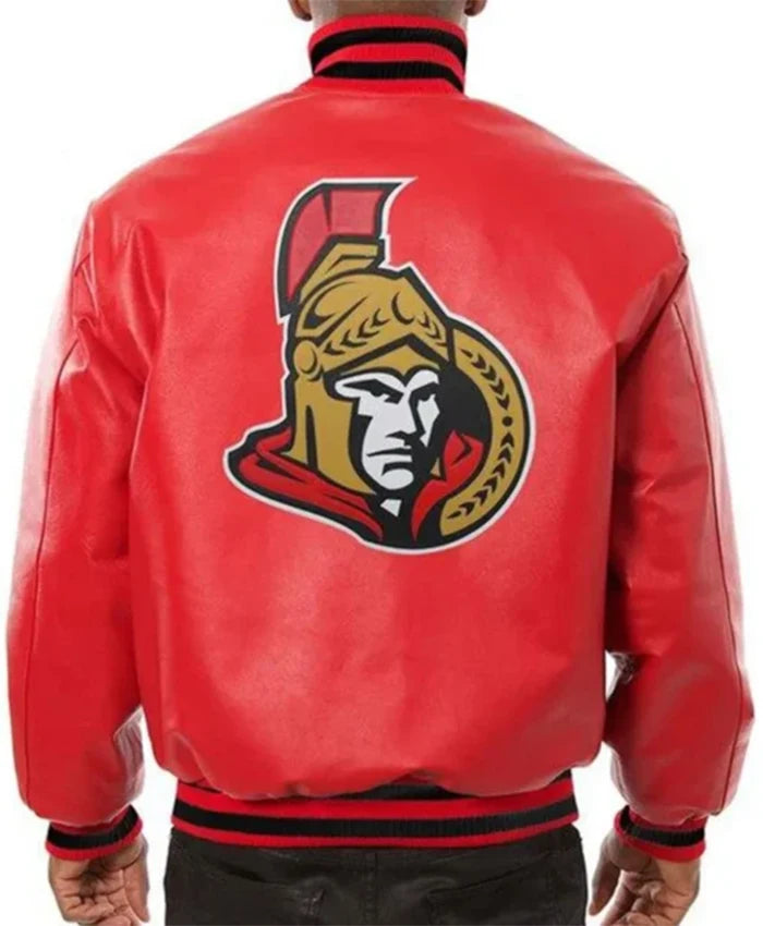 Ottawa Senators Red Leather Varsity Jacket