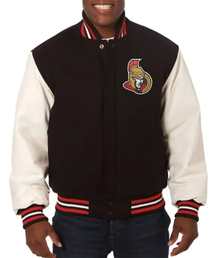 Ottawa Senators NHL Black And White Varsity Jacket