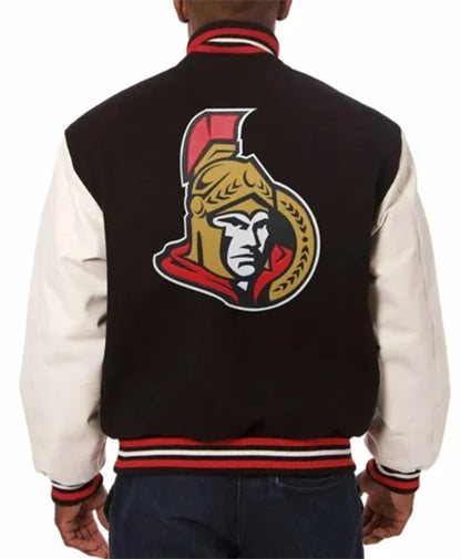 Ottawa Senators NHL Black And White Varsity Jacket