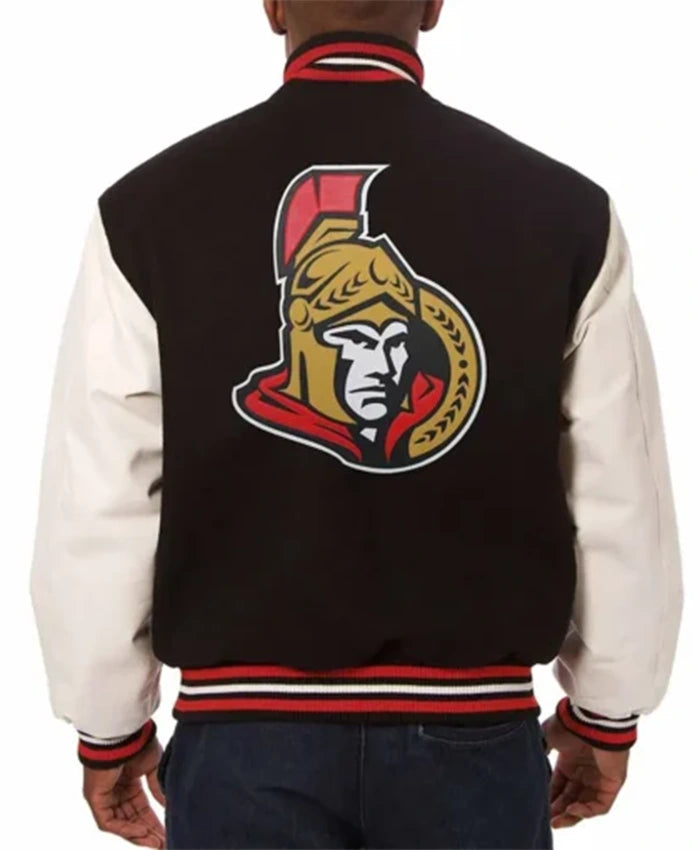 Ottawa Senators NHL Black And White Varsity Jacket