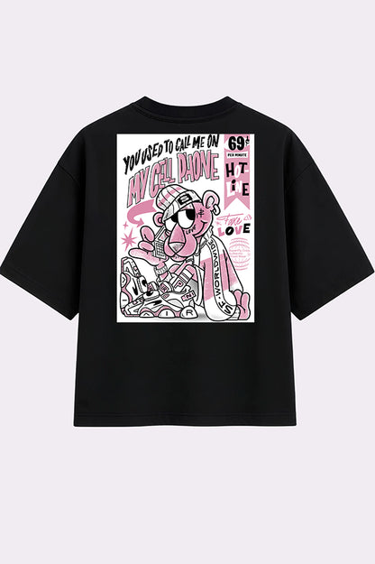 Pink Panther Oversized Black T-shirt