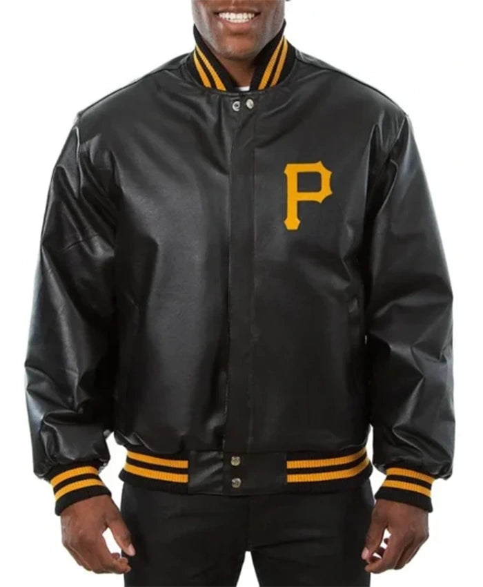 Pittsburgh Pirates Black Leather Varsity Jacket
