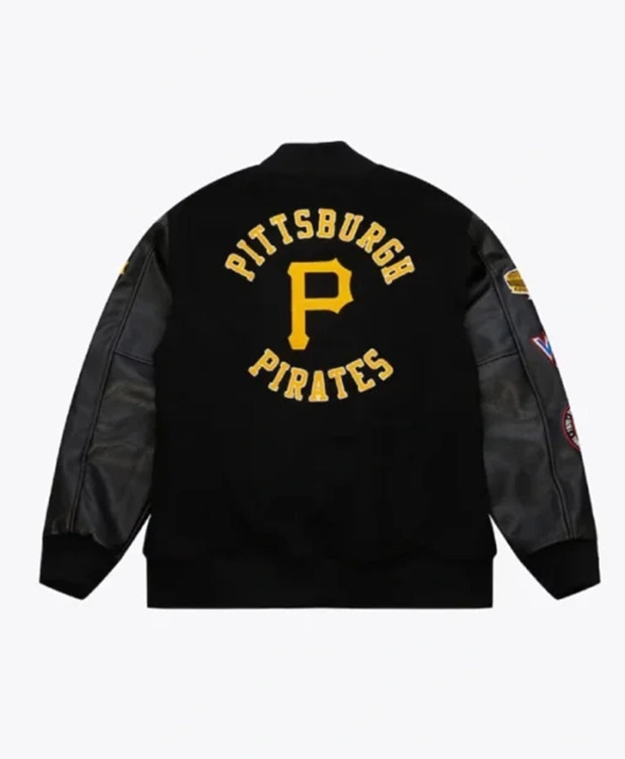 Pittsburgh Pirates Black Out Vintage Logo Black Varsity Jacket