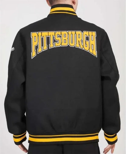 Pittsburgh Pirates Crest Emblem Black Varsity Jacket