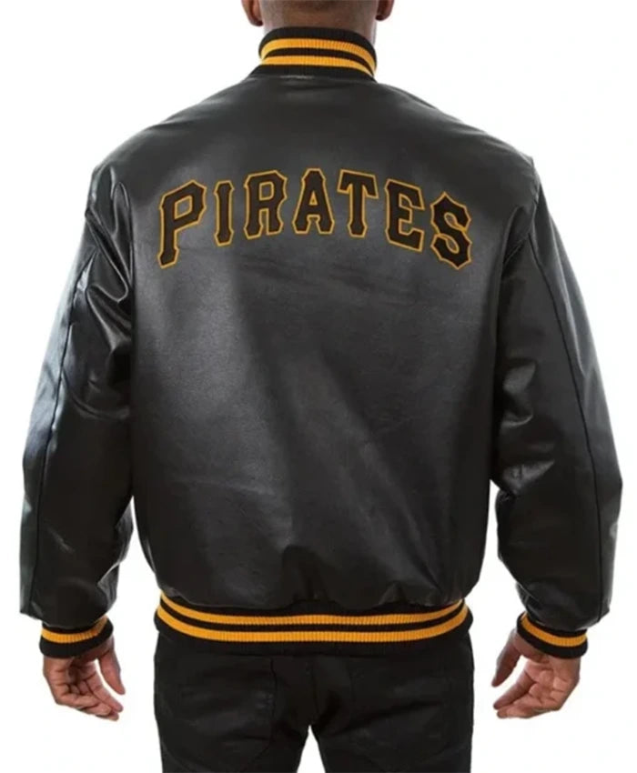 Pittsburgh Pirates Black Leather Varsity Jacket