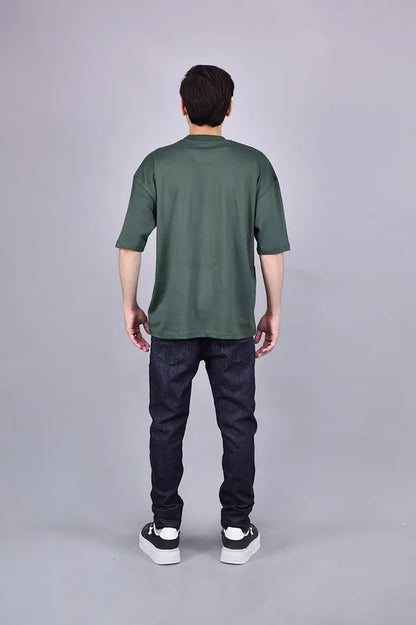 Plain Green Drop Shoulder T-Shirt