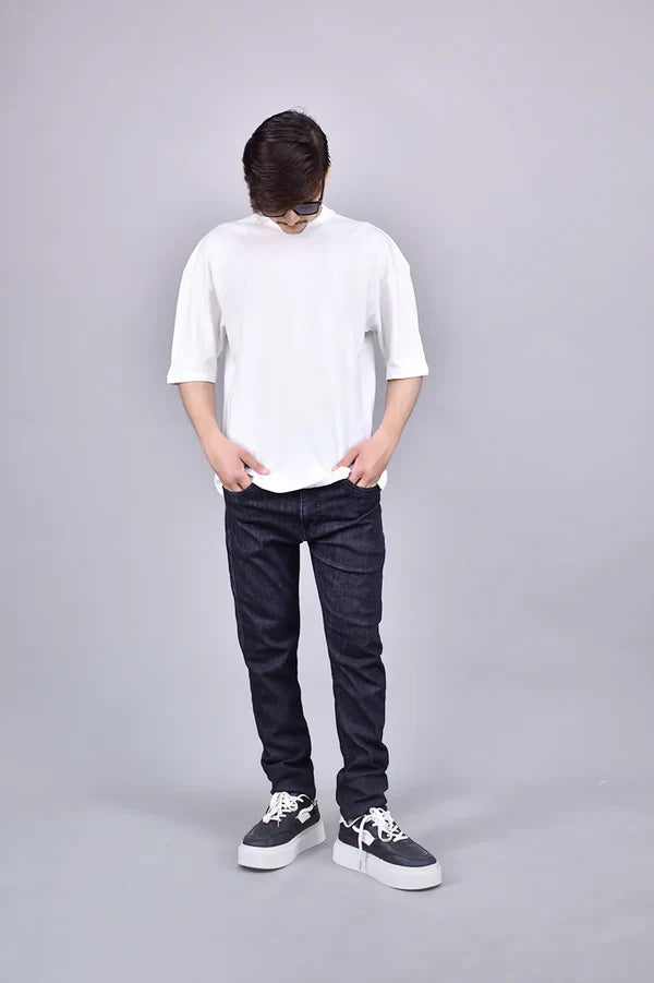 Shop Plain White Drop Shoulder T-Shirt