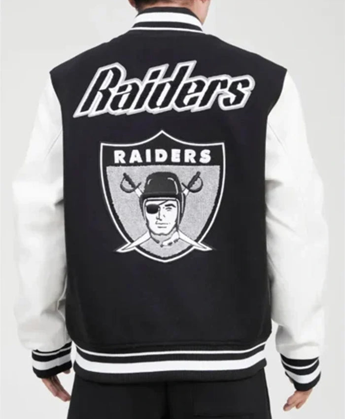 Pro Las Vegas Raiders Black And White Varsity Jacket