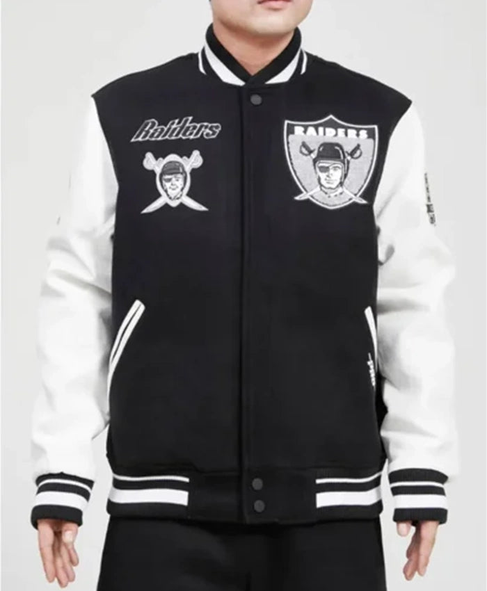 Pro Las Vegas Raiders Black And White Varsity Jacket