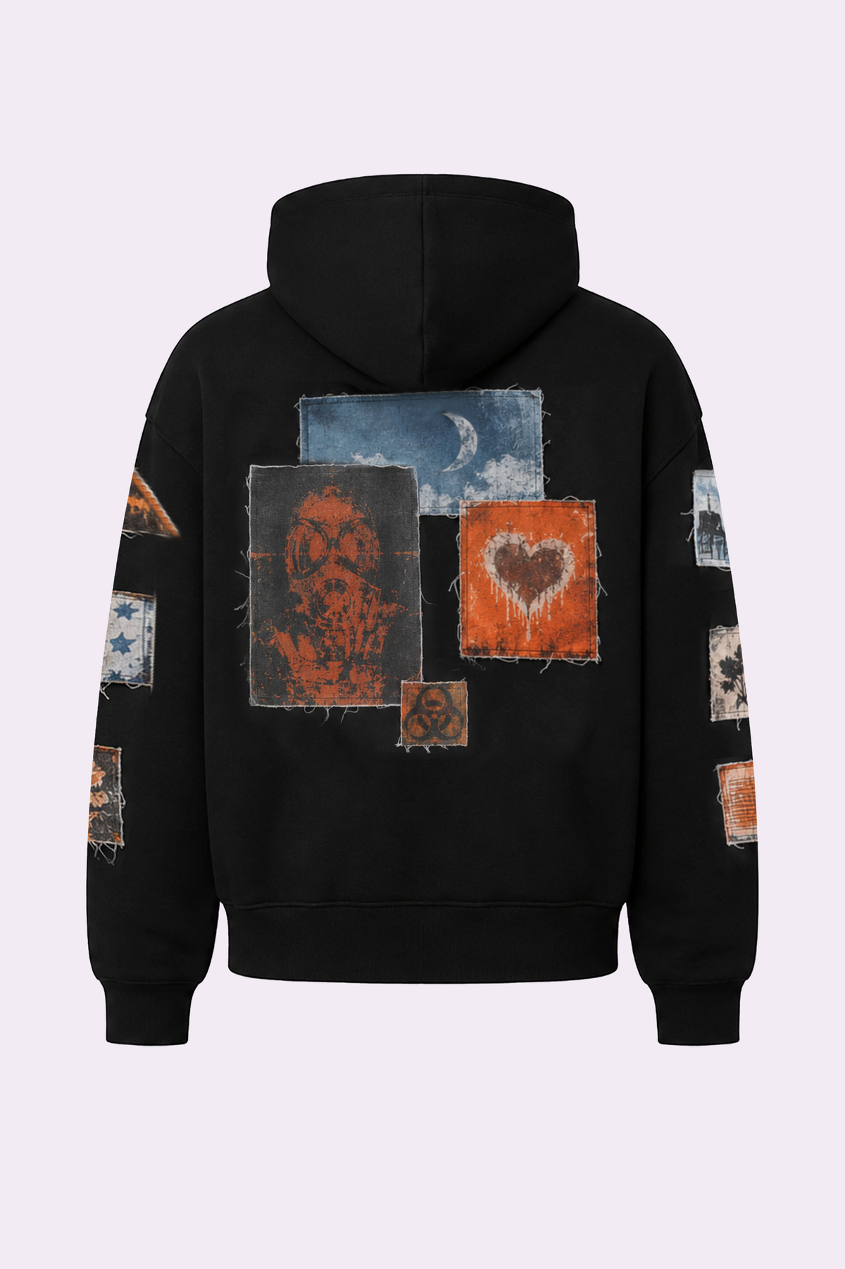Rastah Black Patchwork Printed Hoodie