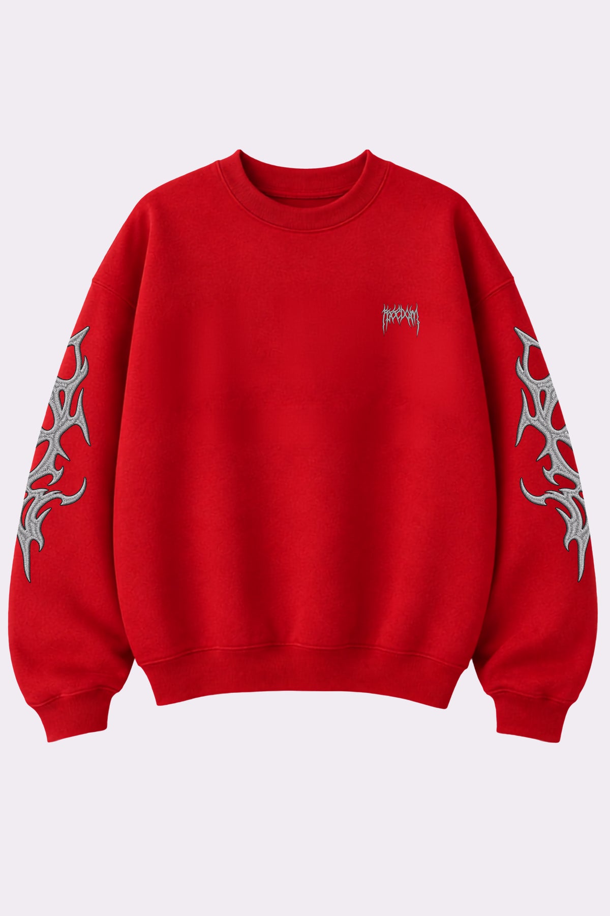 Red Gothic Embroidered Flame Sweatshirt