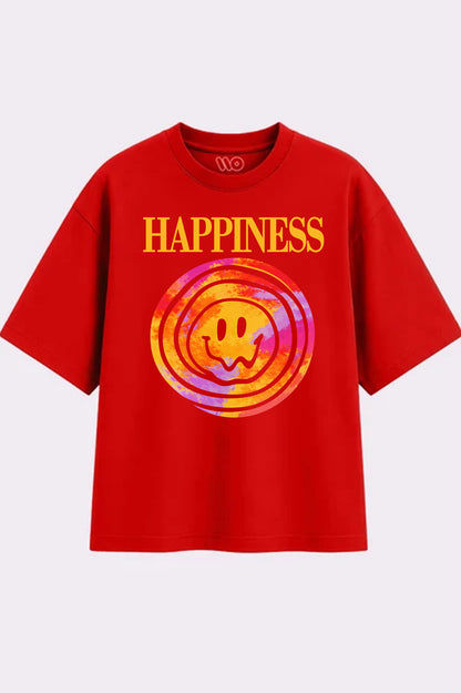 Happiness Swirl Red Oversized T-Shirt