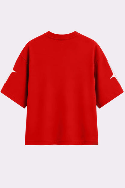 Celestial Drop Shoulder red T-Shirt