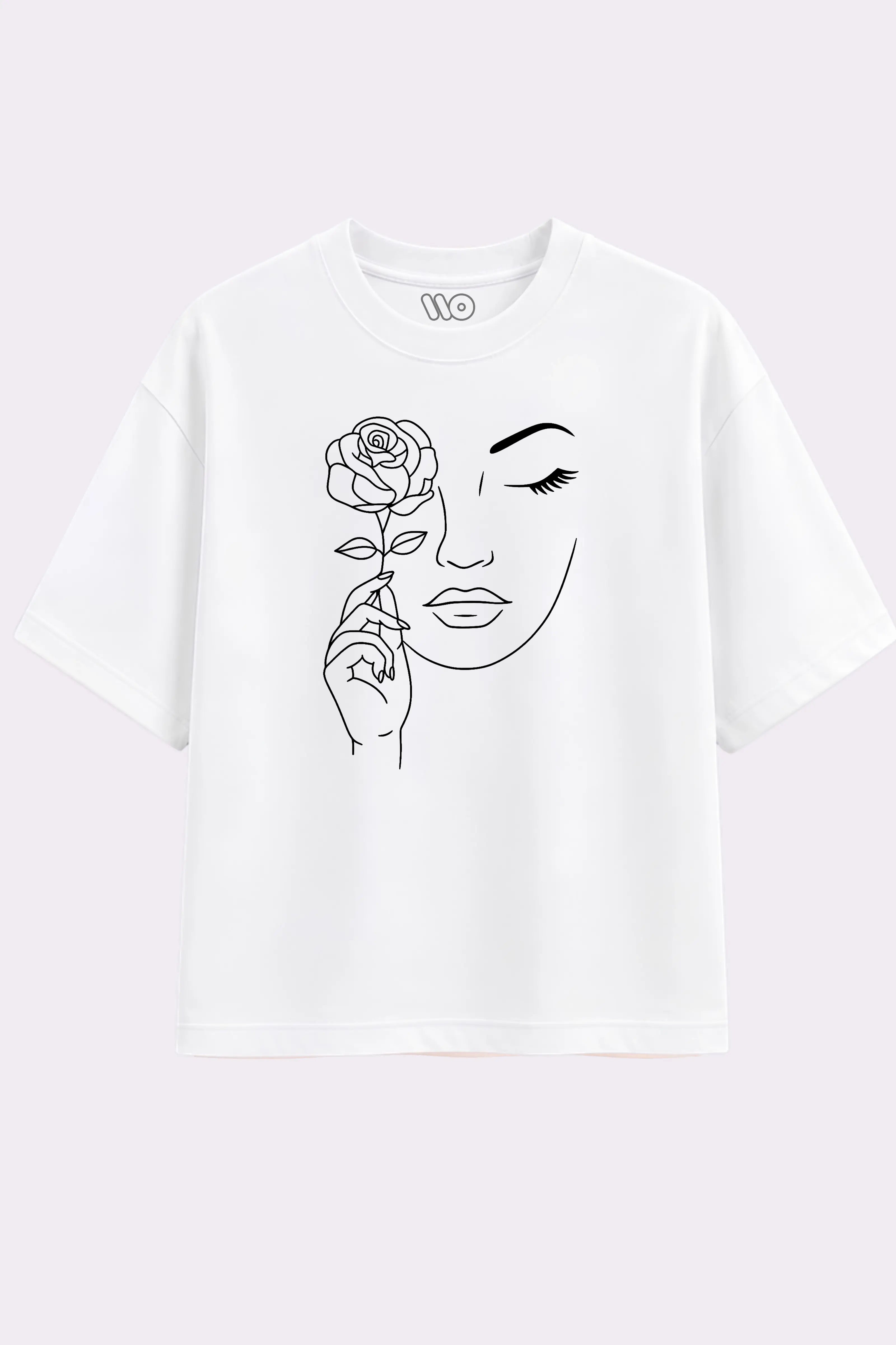 Rose Face Oversized White T-Shirt