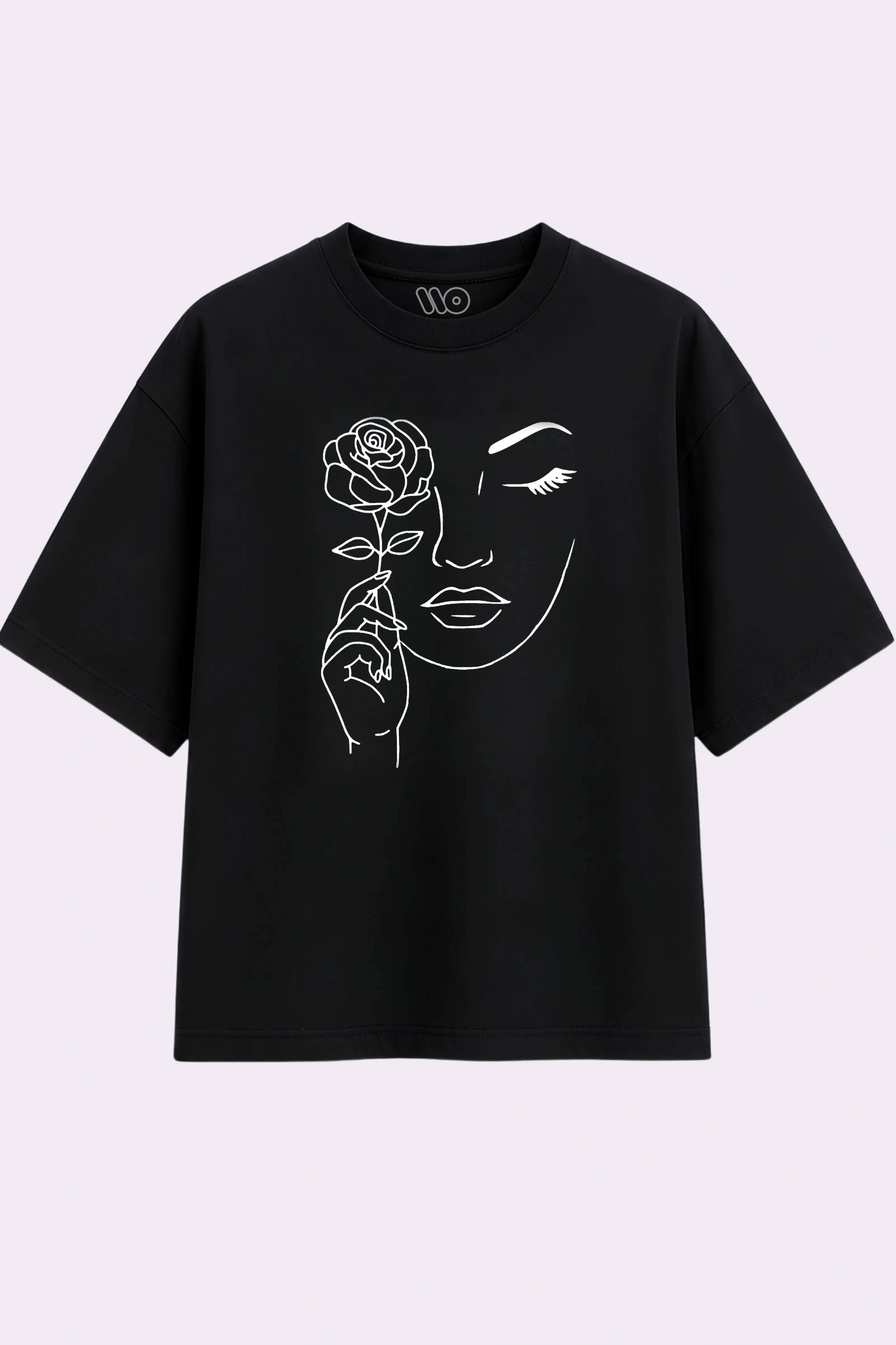 Rose Face Oversized Black T-Shirt
