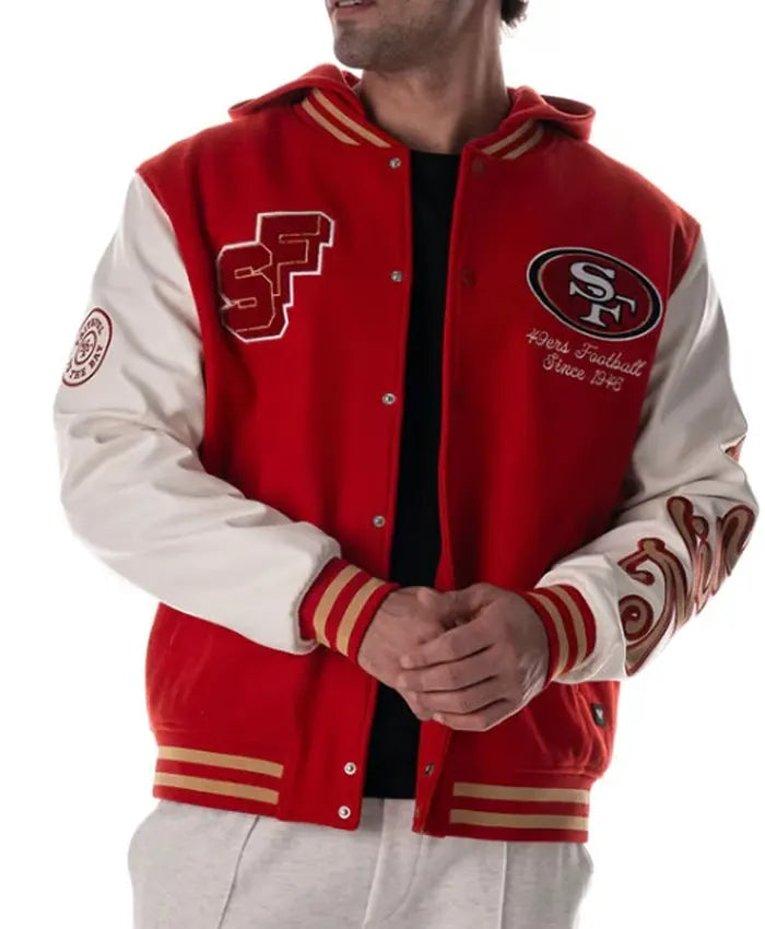 SF 49ers The Wild Collective Hooded Varsity Jacket