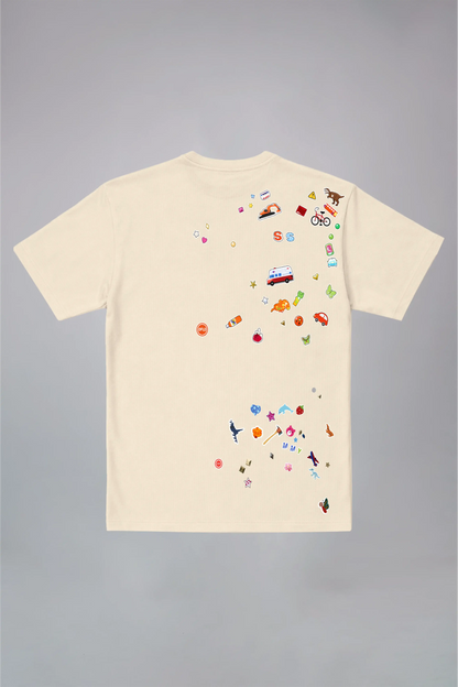 Sticker Bomb White Oversized T-Shirt