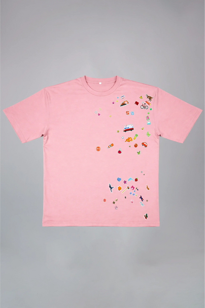 Sticker Bomb White Oversized T-Shirt