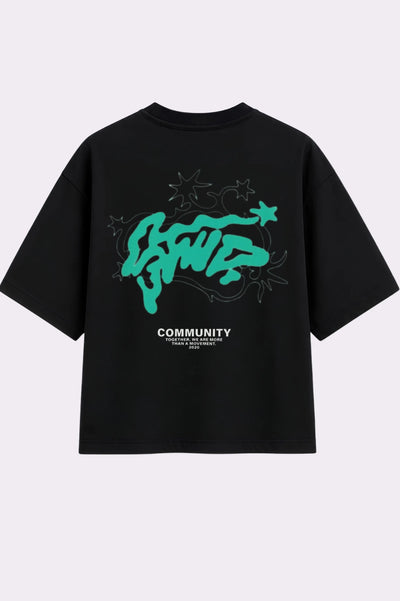 STWD Community Black Oversized T-Shirt