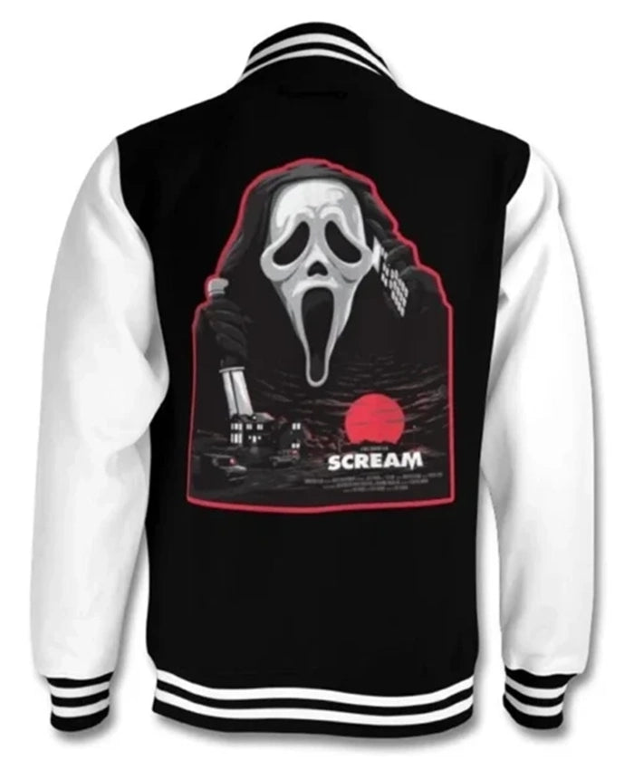 Scream Black And White Varsity Jacket