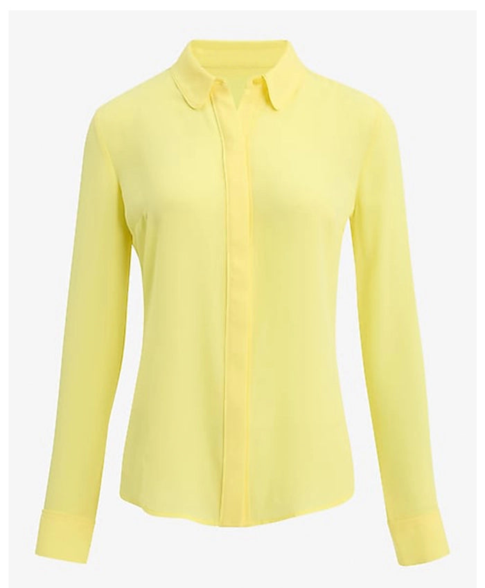 Slim Fit Long Sleeves Yellow Shirt