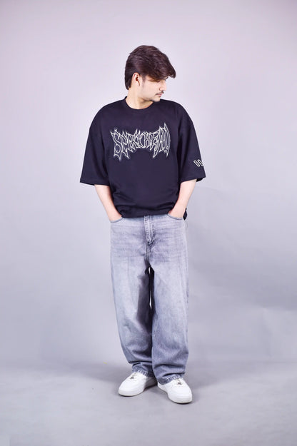 buy Sparkhead Graphic Patch Oversized Black T-Shirt