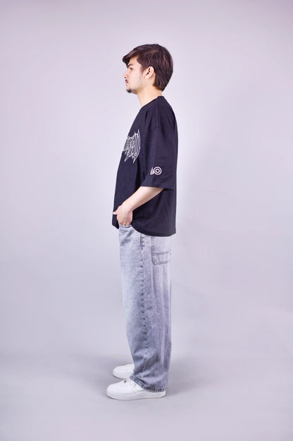 Sparkhead Graphic Patch Oversized Black T-Shirt