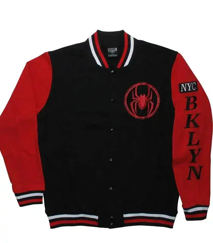 Spiderman Black And Red Varsity Jacket