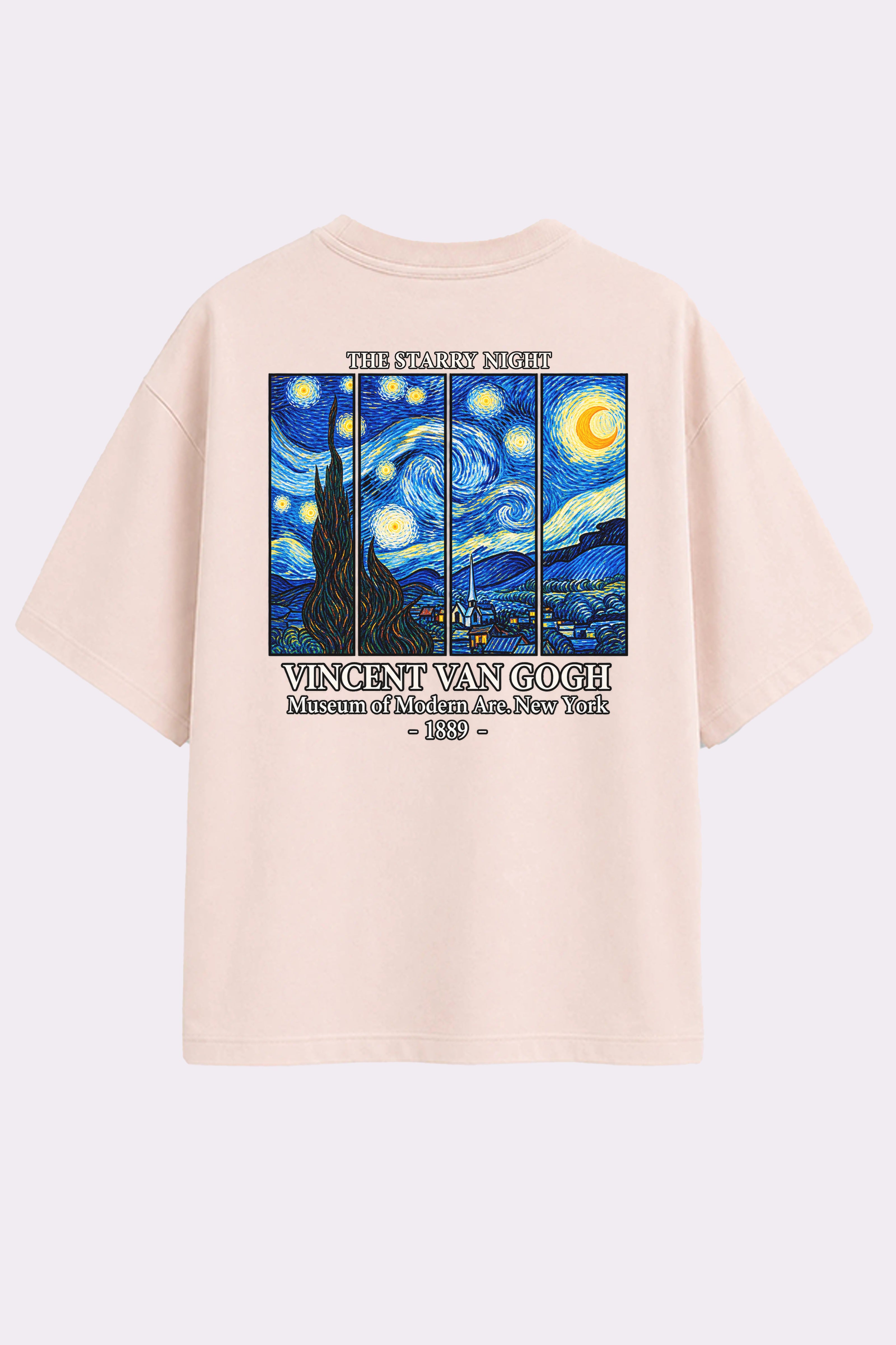 Starry Night Graphic Beige T-Shirt