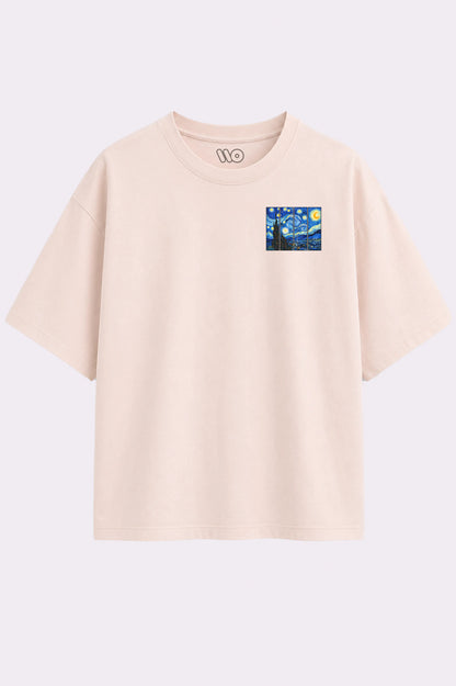 Starry Night Graphic Beige T-Shirt