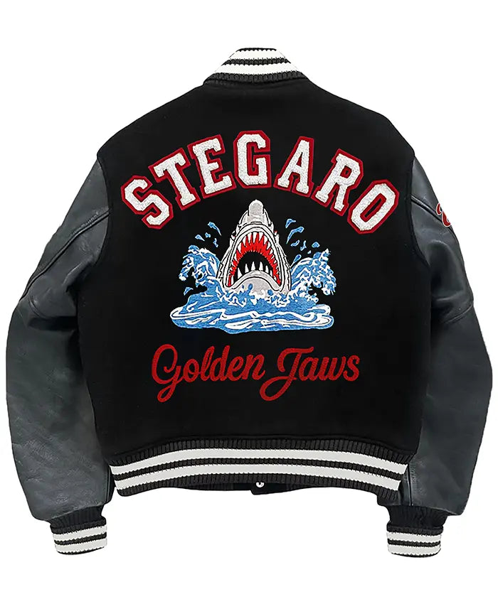 Stegaro Golden Jaws Black Varsity Jacket