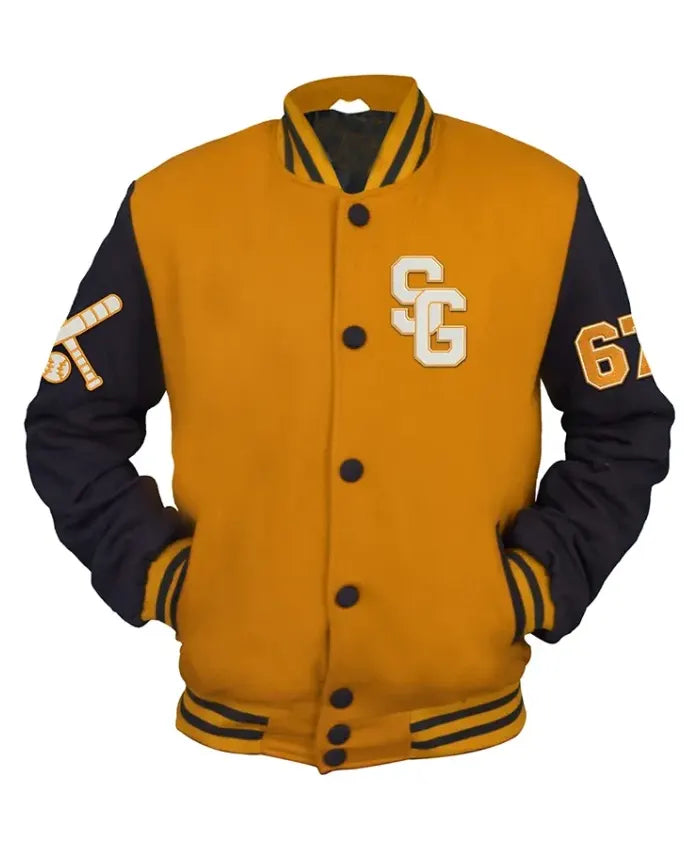 Stegaro Yellow And Black Varsity Jacket