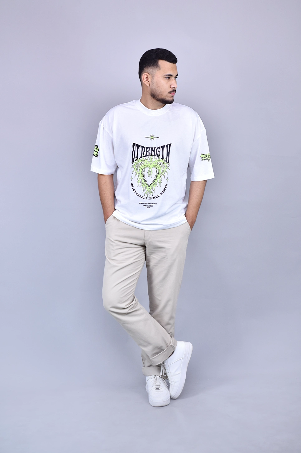 Strength Oversized White Tee