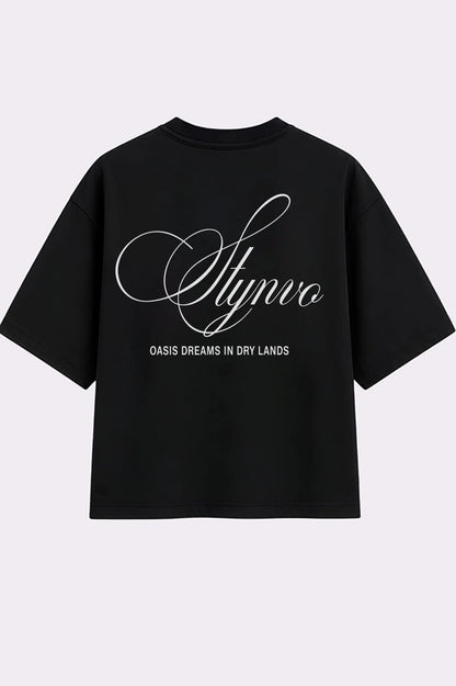 STYNVO Black Graphic Oversized T-Shirt