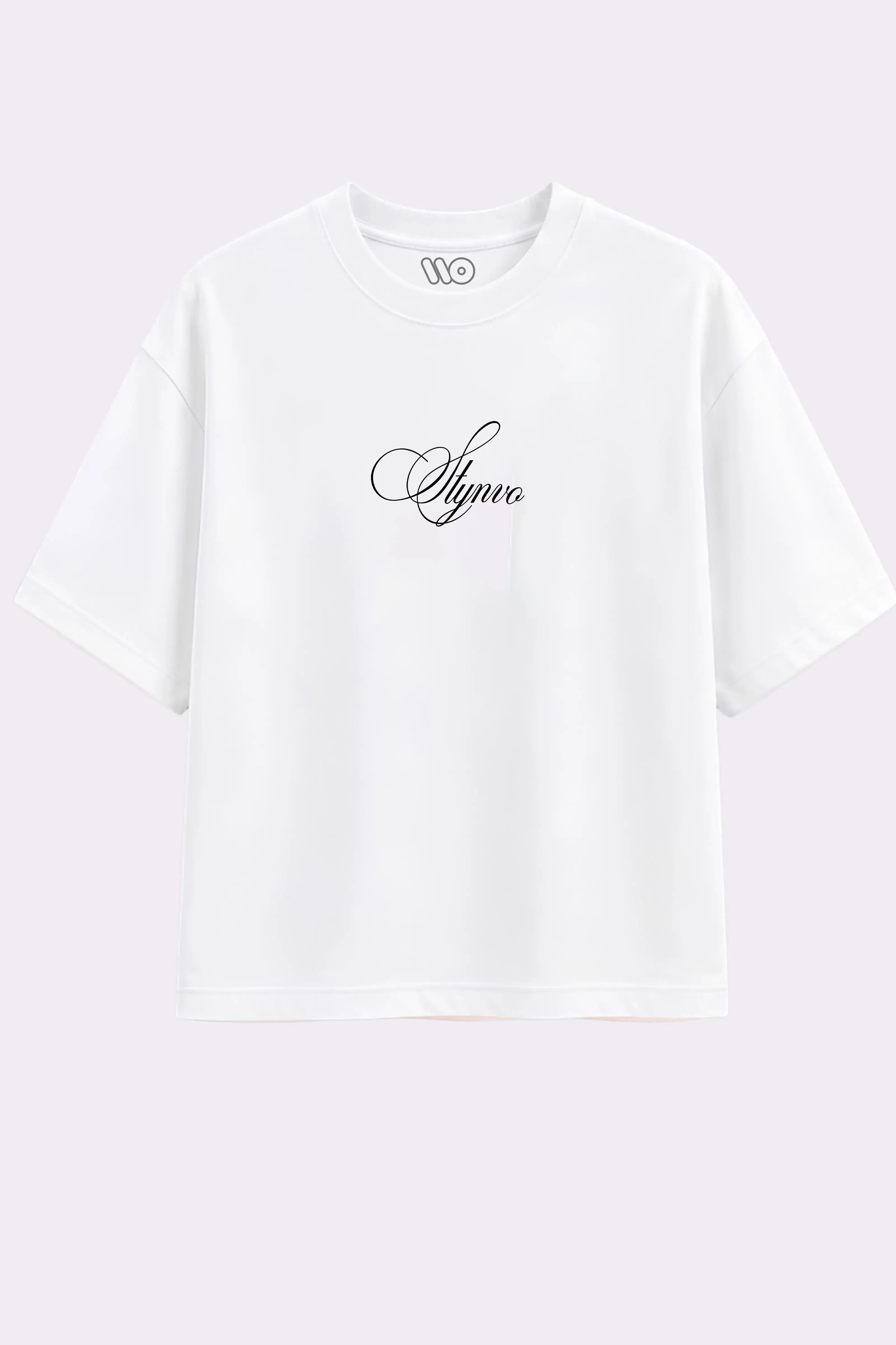 STYNVO White Graphic Oversized T-Shirt