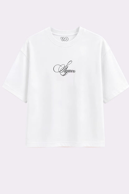 STYNVO White Graphic Oversized T-Shirt