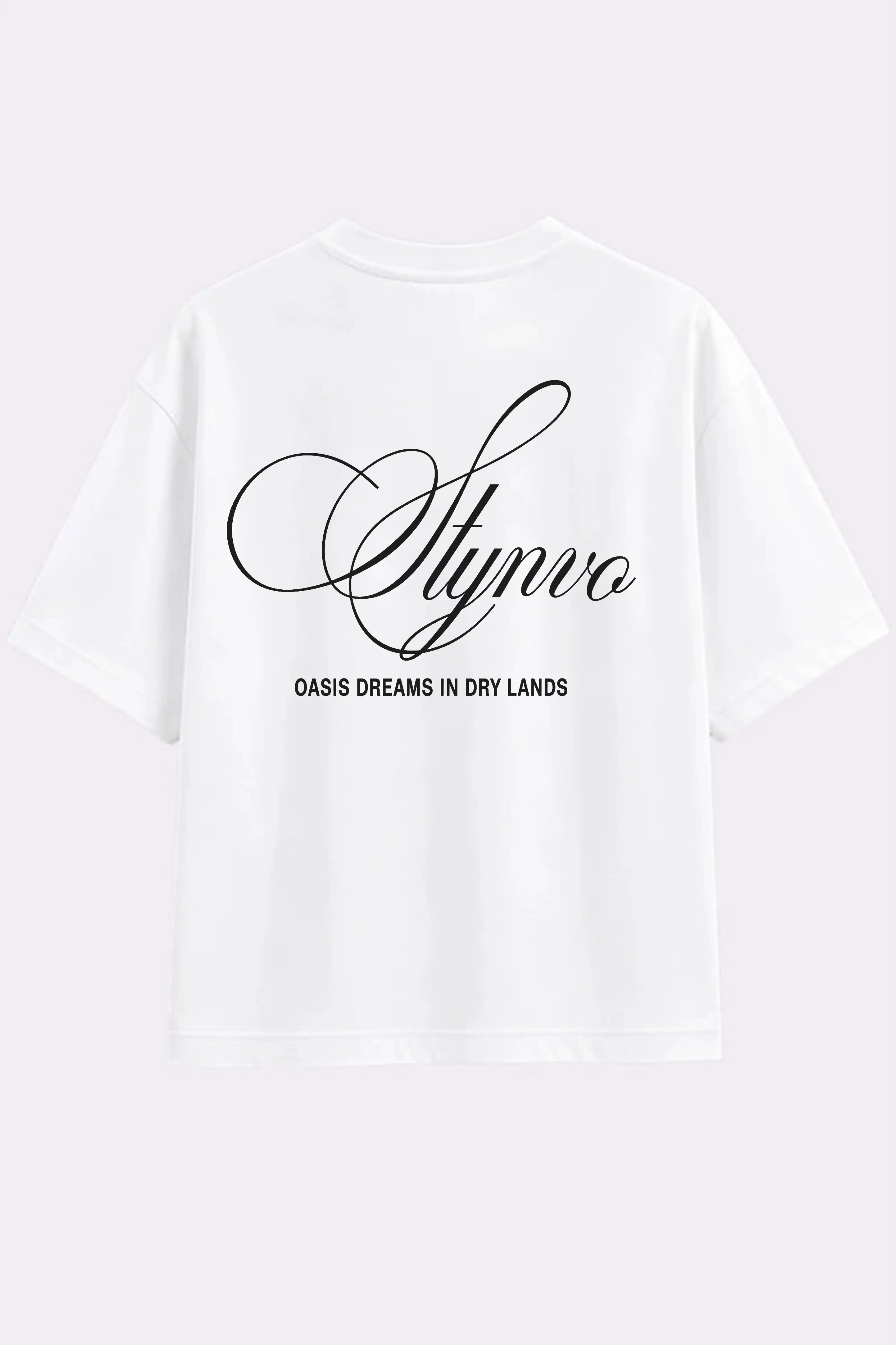 STYNVO White Graphic Oversized T-Shirt