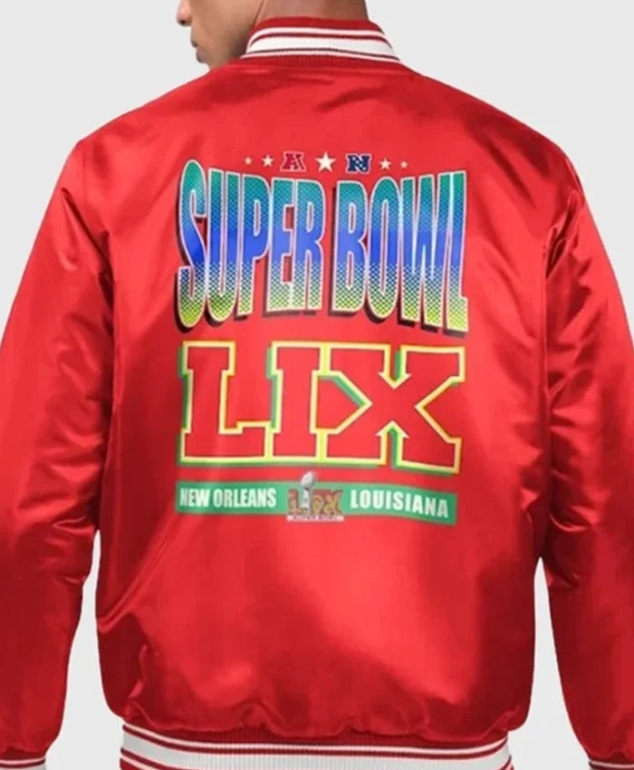 Super Bowl LIX Starter Red Varsity Jacket