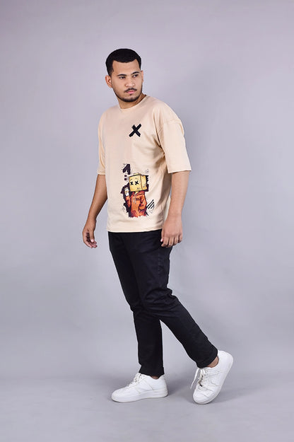Tan Box Head Character T-Shirt 