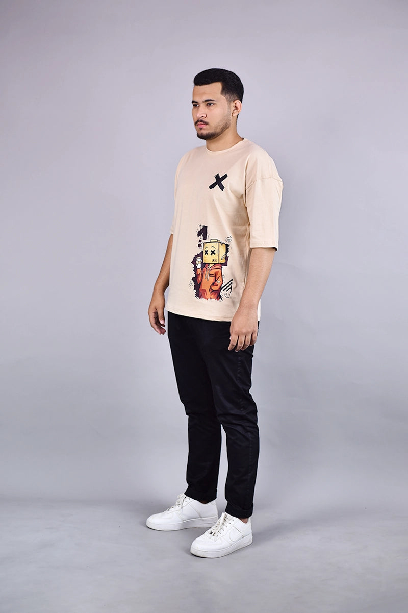 Tan Box Head Character T-Shirt 