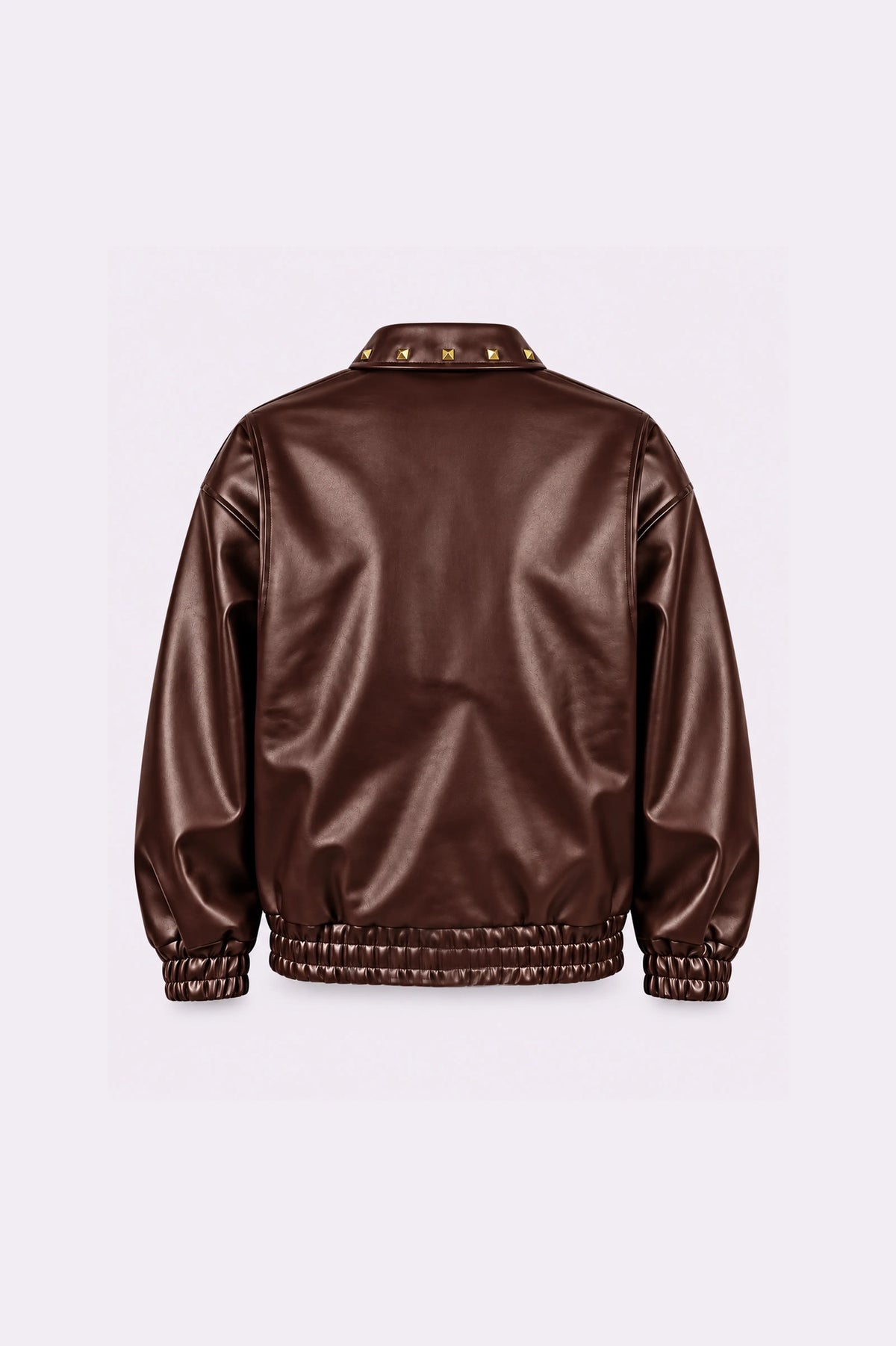 Brown Studded Bomber Jacket - back view