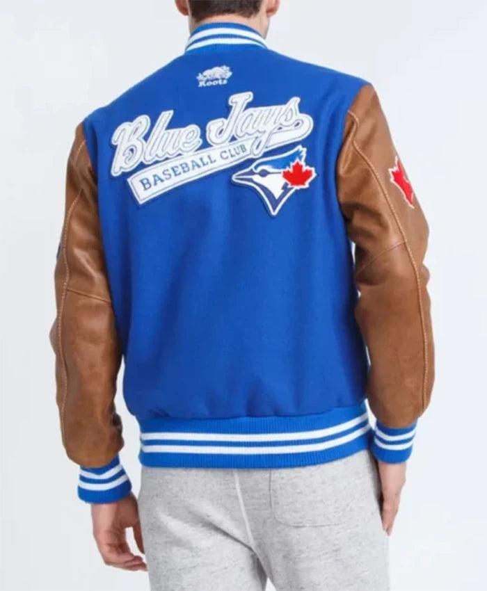 Toronto Blue Jays Blue And Brown Letterman Varsity Jacket