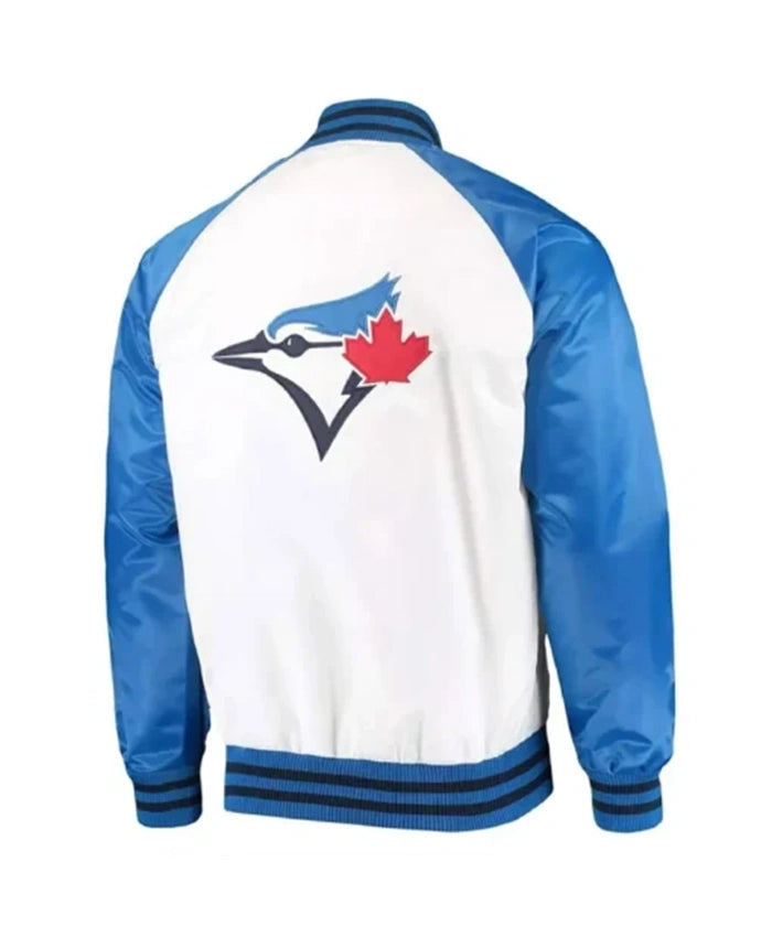 Toronto Blue Jays Clean Up Hitter White And Blue Varsity Jacket