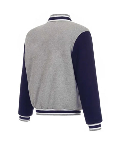 Toronto Blue Jays Grey And Navy Blue Varsity Jacket